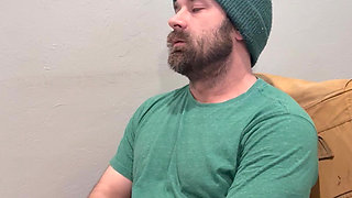 Playing with my big uncut cock