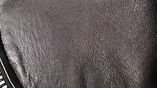 Lady Amber Encases Slave Mila Layers of Leather