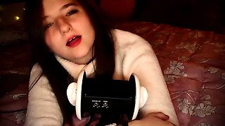Amateur young brunette enjoys dildo on solo masturbation