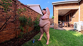 Smoking Naked Outside, Displaying My Fat Brown Body, Body Writing