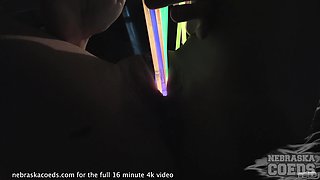 Glowstick Gaping Her Pussy with Closeups