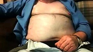 Hairy Grandpa Bear Strokes His Big Cock