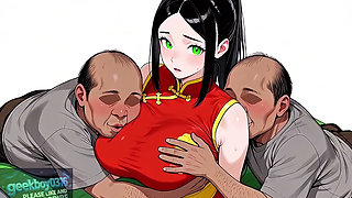 The red chinese dress girl is kind to everyone - 3d hentai ai HD