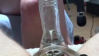 Caged Cock Teased and Denied Inside a Cock Sleeve