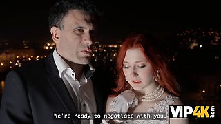 Vip4k. a kinky redheaded bride filmed a homemade porn vid with her spouse right after the wedding
