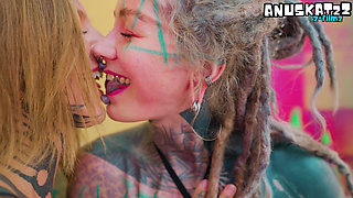 Two Alt Babes Stretch Their Asses with Freaky Alien Dildos