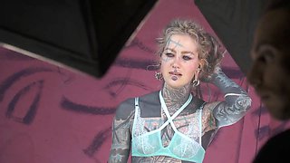 Behind the vignettes with heavily tattooed thin lady anuskatzz