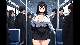 Anime public bus threesome sex