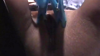 Hot black whore gets her mouth taped and is bound to chair