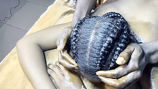 Hair Fetish for Ebony Teen Receiving Cum
