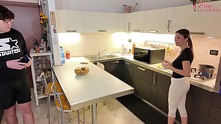 Stepmom Cooks in White Leggings and Catches Stepsons Friend Secretly Taking Pics of Her