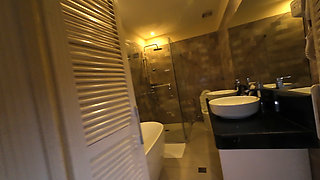 Tiny Asian in Deserted Tropical Resort - Underwater Blowjob, Bath & Shower Sex - Bubbling Creampie