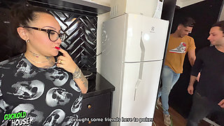 Naughty Wife Abandons Cleaning Duties for Group Sex with 4 Friends of Her Cuckolded Husband