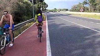 Public Nudity Up-Skirt, No Panties Bike Ride