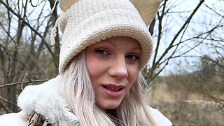 Forest Fox Shows Her Feet and Masturbates in Nature!