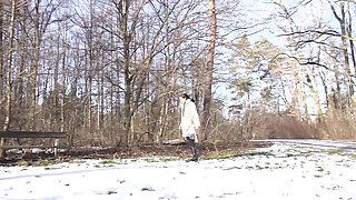 Gorgeous outdoor pissing with a long-legged brunette Alexa Throat