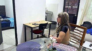 KatyJay the Busty Latina Stepmom Instructs Naughty Stepson in Rough Masturbation Techni