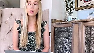 Close up with teen blonde sex doll rubbing her cunt