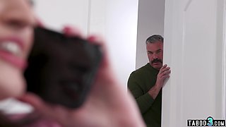 Stepdad overhears his 18yo girl stepdaughter