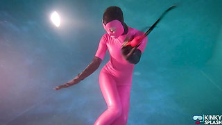 Hooded Latex Slave Weighted Underwater Control
