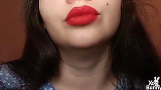 XO Bunny Big Red Lips Smoking Close Up POV