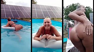 Lukerya Hot Summer Pool Solo - Big Booty MILF Outdoor Amateur Homemade