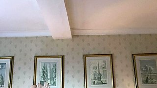 Slutty amateur blonde smoking and jerking dick