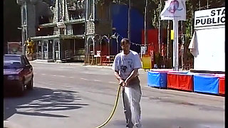 Blonde Babe Sucking Cock on Leather Couch