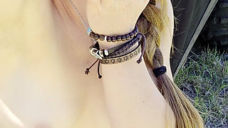 Redhead Drives Utv on Farm Naked Masterbating and Squirts Everywhere