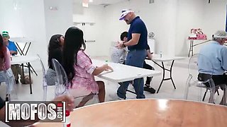 MOFOS - Kona Jade Big Tits Brunette Gets Fucked Hard In The Bathroom At Bingo Night