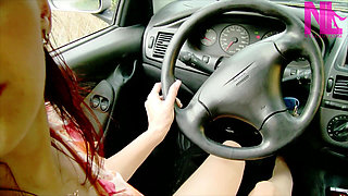 Reckless Revving Play Punishing My Car in Black Suede Sharp Heeled Louboutins