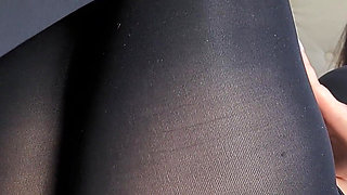 Masturbation and Dildo Fucking in Black Opaque Pantyhose - Dame Olga