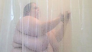 Ebony girl showers her big ass amp masturbating