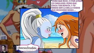 Dragon Ball Z hentai fun at Kame palace with Goku and Roshi having a wild time with Vados, Nami, and Nico Robin