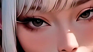 (4k) Ai Animated Hot Big Ass White Hair Asian - POV Blowjob & Fucking