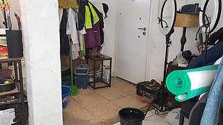 Real Naturist Kitchen Cleanup: Nude Couple Washing Floors