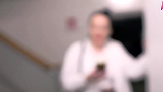 German neighbor with glasses does blowjob at stranger