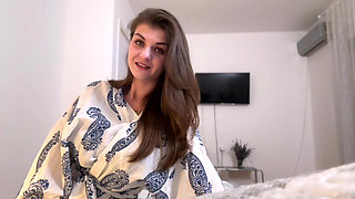 Hot MILF Step Mother Put Her Virgin Step Son to Sleep While Doing Handjob and Made His Big Cock Cum in Hotel Room
