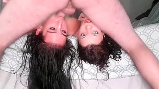 2 Whore Cock Pockets: Upside-Down Blowjob Threesome