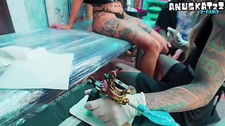 Inked Threesome Turned Anal During Tattoo Session – Hardcore ATM Action