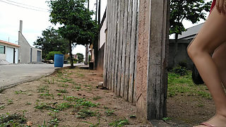 Wife walking without panties on street