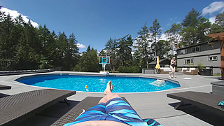 Vacation Handjob by the Pool