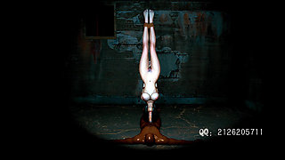 Pretty beauty is hung up and deepthroat...