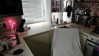 Blonde tight pussy babe solo toy fun in glamour masturbation