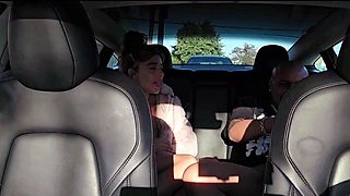 Latina Hooker Rides Bald Dude Hard in Backseat Car