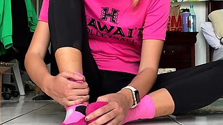 Exotic brunette hardcore foot fetish fuck