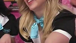 These Three Babes Will Earn Their Tips with a Hardcore Foursome