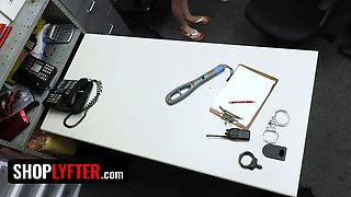 Shoplyfter - teenage shoplifters beg their innocence on their knees blowing lp officer's Big Cock