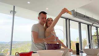 Nata Ocean has sex at the kitchen with her boyfriend