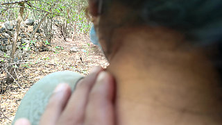 Cute neck licking outdoor romance